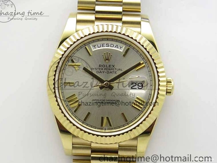 0116 Day-Date 40mm 228239 BP New Dial Version 904 YG Silver Roman Markers Dial on SS President Bracelet A Popular 2806